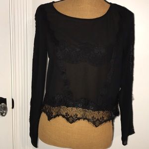 H&M black lace blouse size 6